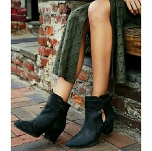 Free People Bellville Leather Black Booties Boots